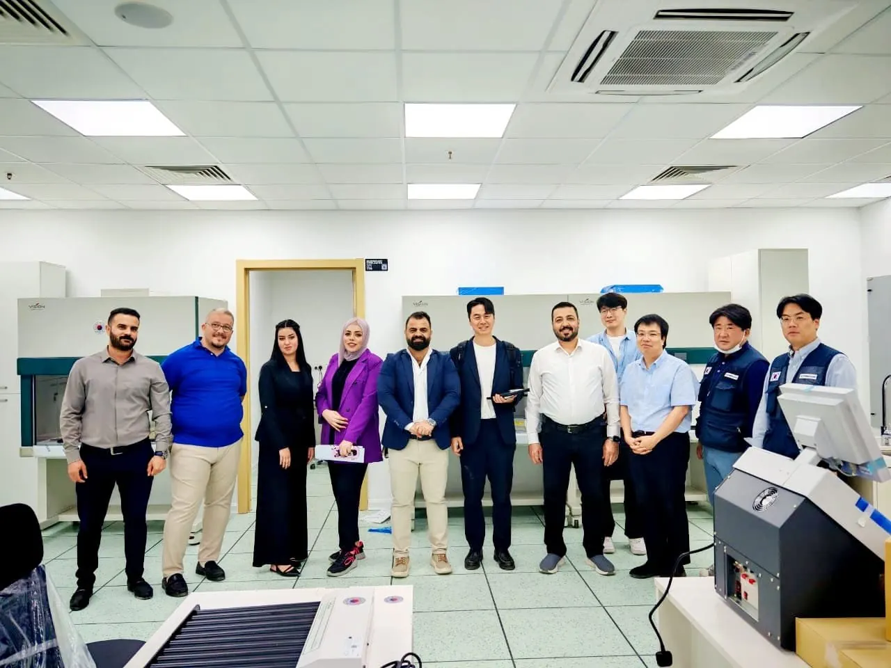 The Abraj Alhayat team with partner engineers in a newly equipped laboratory